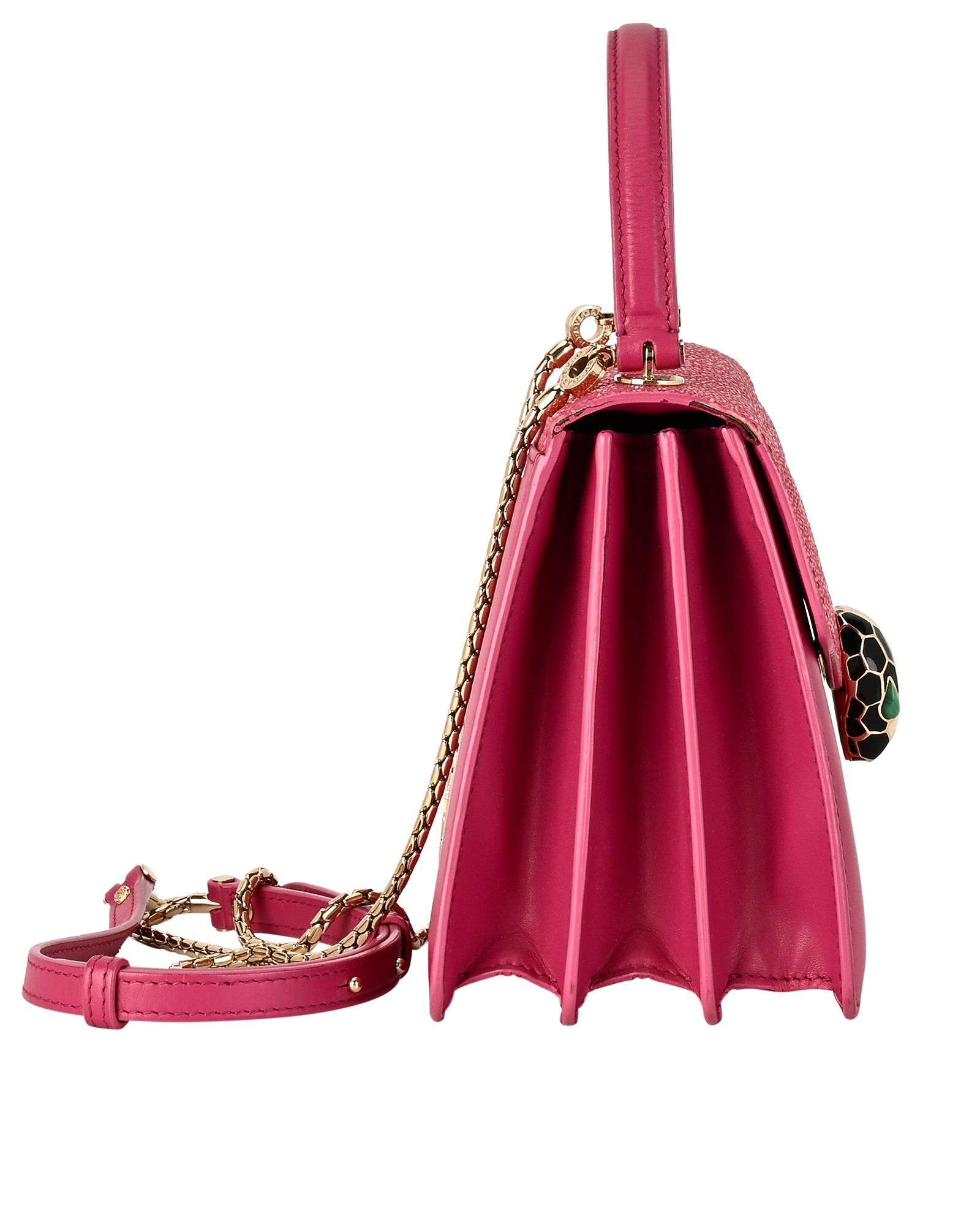 Small Serpenti Forever, &pound;1,100, Handbags, Pink, Leather/Stingray, Side view